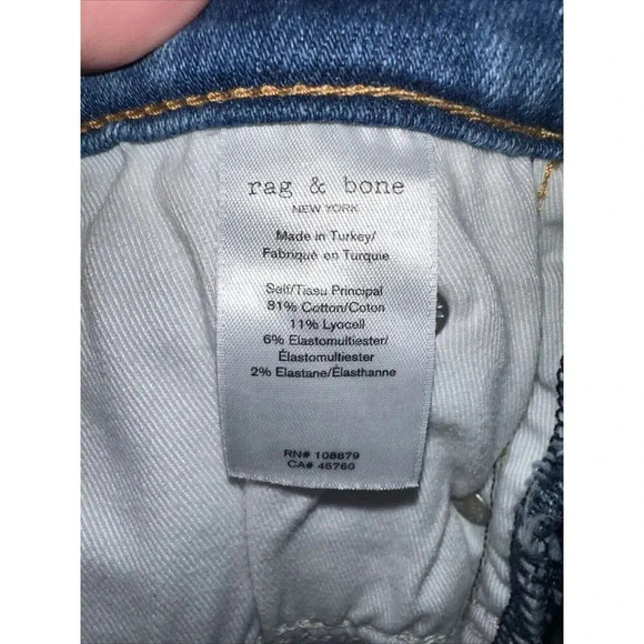 Rag & Bone High Rise Ankle Skinny Frayed Hem Womens Sz 25 Distressed‎ Normcore - Picture 11 of 13